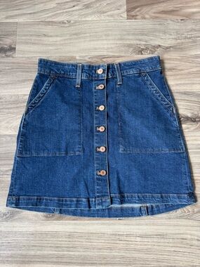 J. Crew Mercantile Denim Button Front Mini Skirt Medium Wash Blue Size 6 NWT